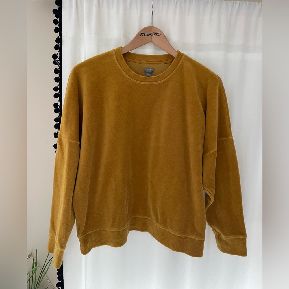 Aerie mustard yellow crew velour like sweatshirt crewneck women’s M medium